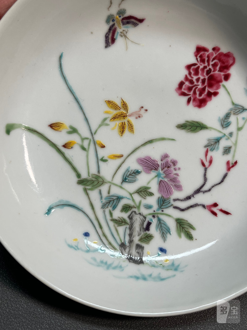 清雍正  粉彩蝶恋花盘 - 图7
